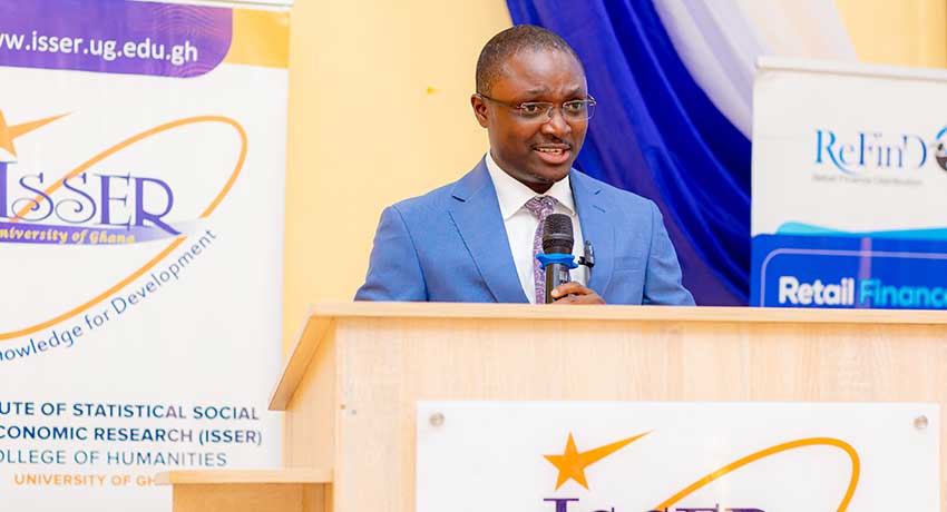 Kwame Oppong delivers the keynote address, highlighting the report’s value in shaping policy and advancing digital finance, particularly for MSMEs