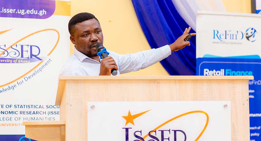 Presenting key findings from the report, Prof. Francis Annan underscores the need to address knowledge gaps and fraud concerns to boost digital payment adoption among firms.