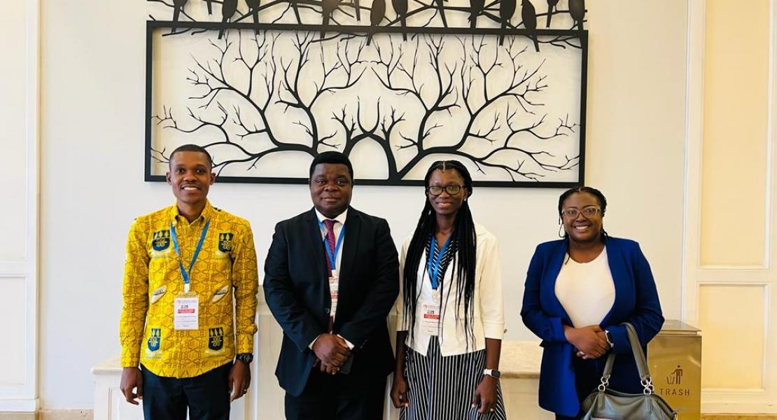 ReFinD Executive Director, Prof. Peter Quartey (2nd from left); Project Director, Adadzewa Otoo (first right); and team members Mariam French-Anaman  and (2nd from right) and Derick Walt-Collins (first from left) at E2A 2023